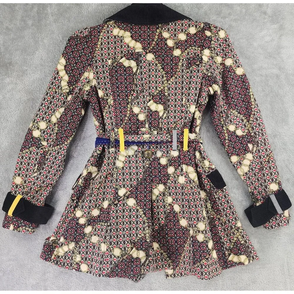 Ivy Jane Jacket Womens Small Multicolor Retro Button Front Belted Long Sleeve - Picture 2 of 12
